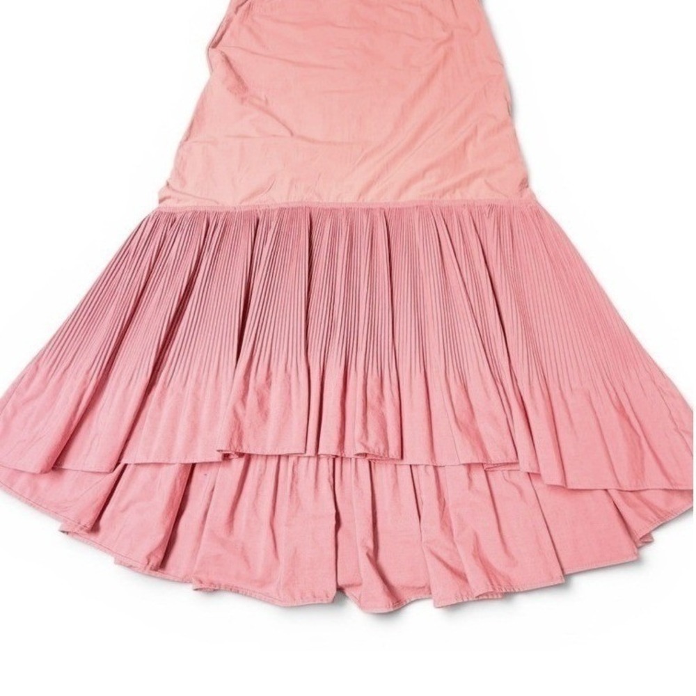 COS Dress Women 8 Muted Pink Pleated Ruffle Hem Midi High-Low Sleeveless Pockets - Picture 6 of 10